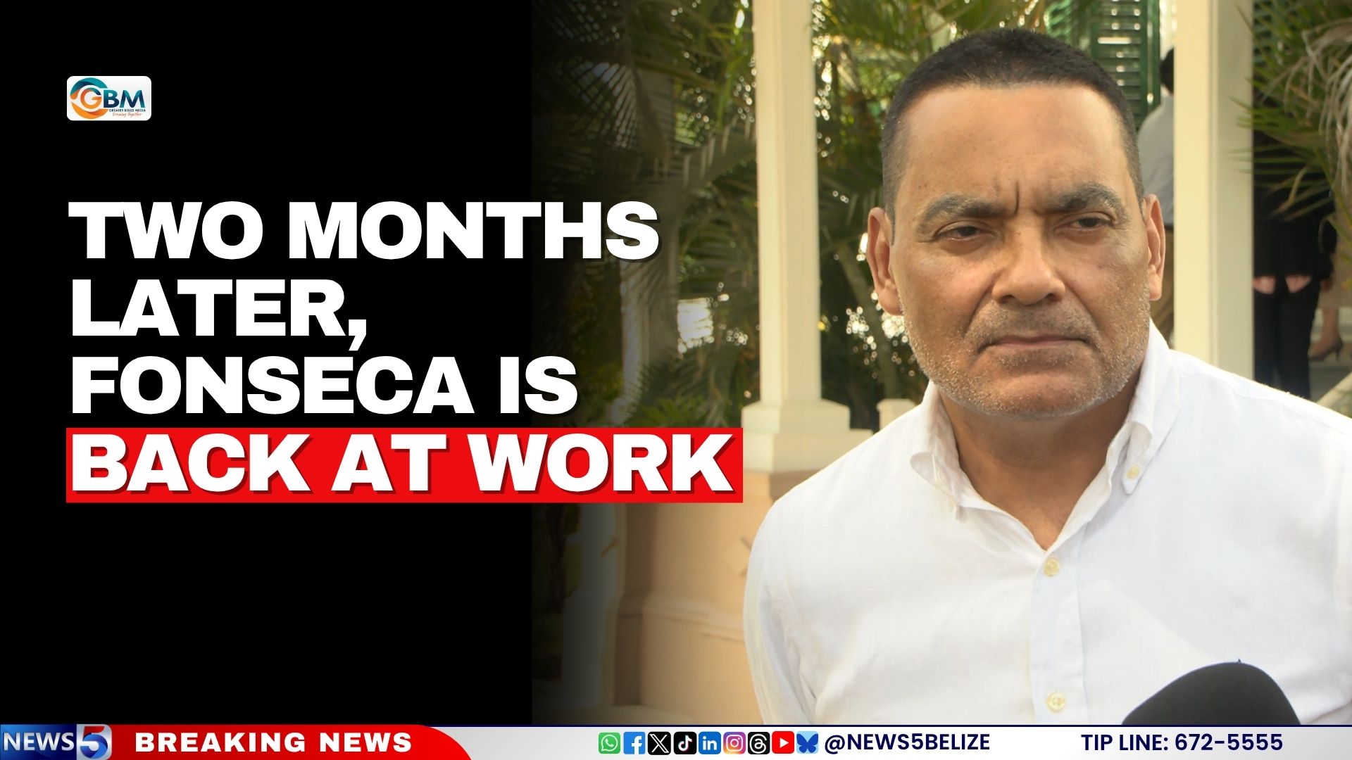 Two Months Later, Fonseca Is Back at Work