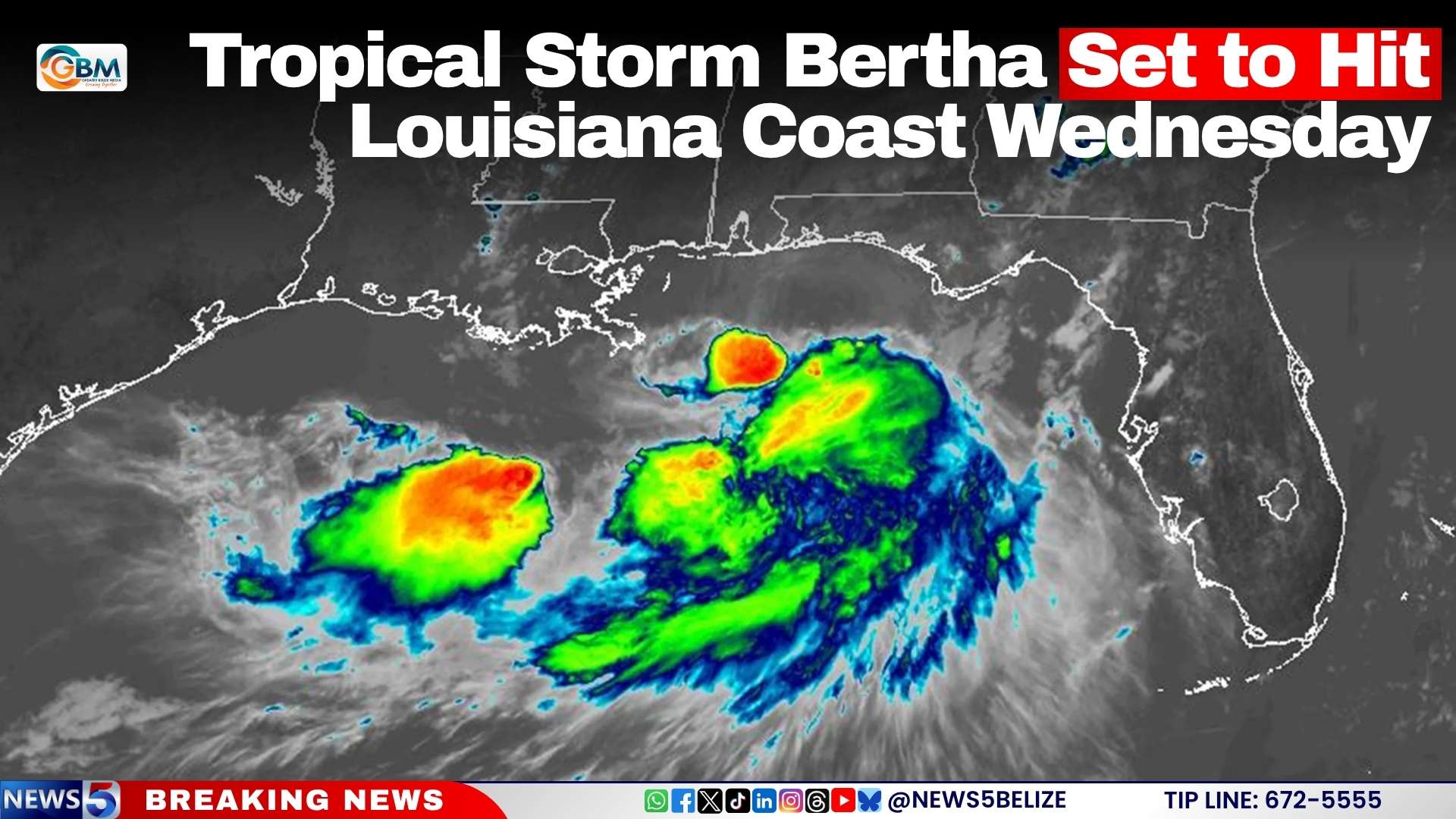 Tropical Storm Bertha Set to Hit Louisiana Coast Wednesday