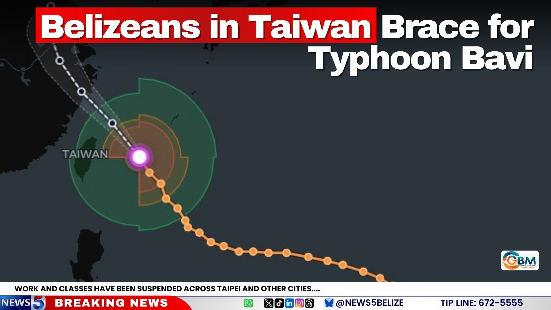 Work and classes have been suspended across Taipei and other cities.