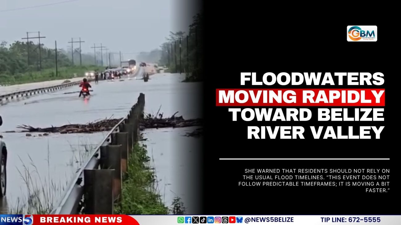 Floodwaters Moving Rapidly Toward Belize River Valley