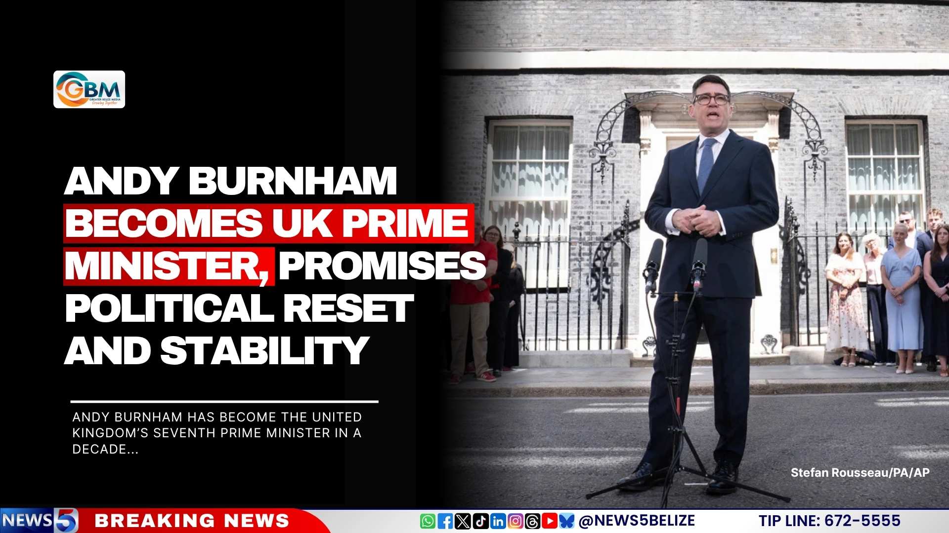 Andy Burnham Becomes UK Prime Minister, Promises Political Reset and Stability