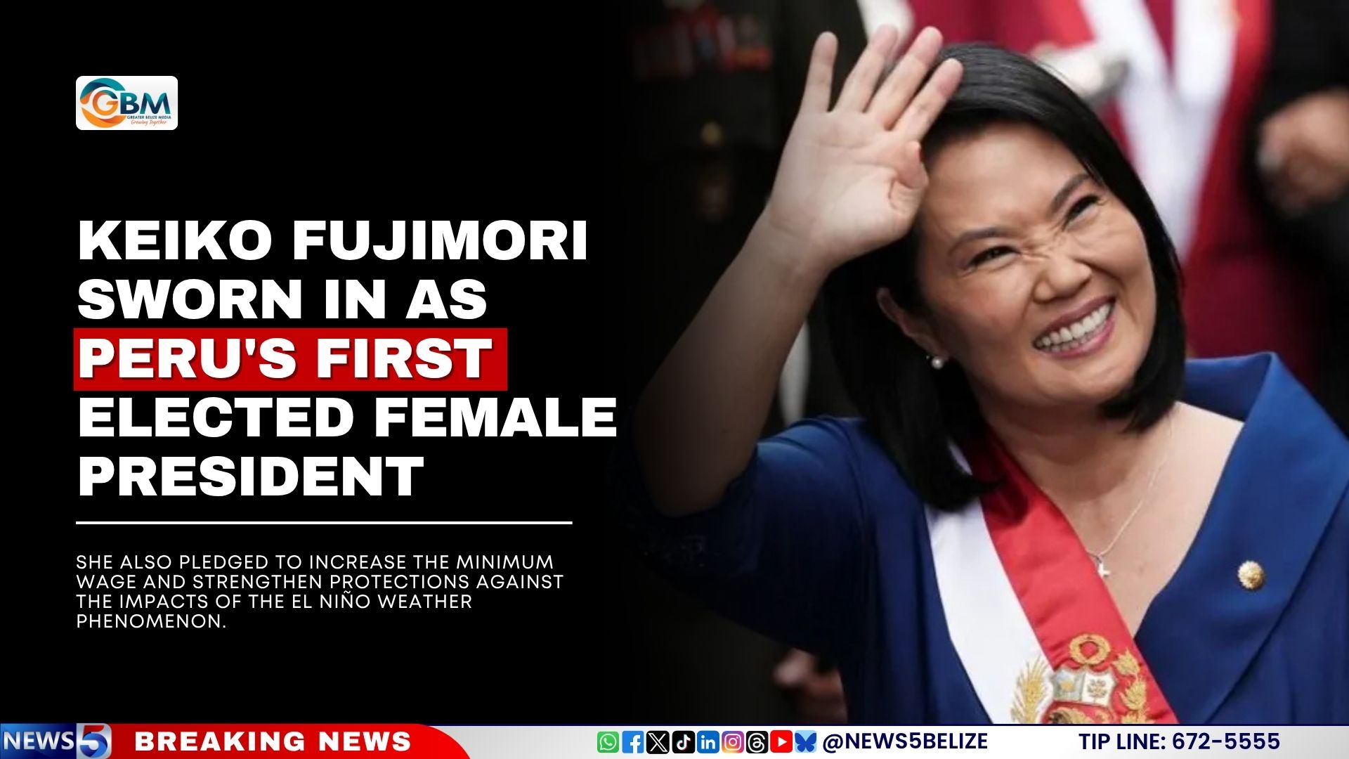 Keiko Fujimori Sworn In as Peru's First Elected Female President