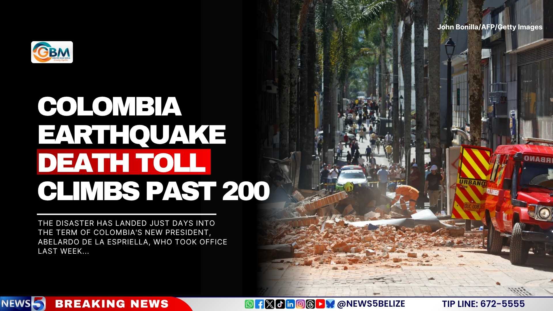 Colombia Earthquake Death Toll Climbs Past 200