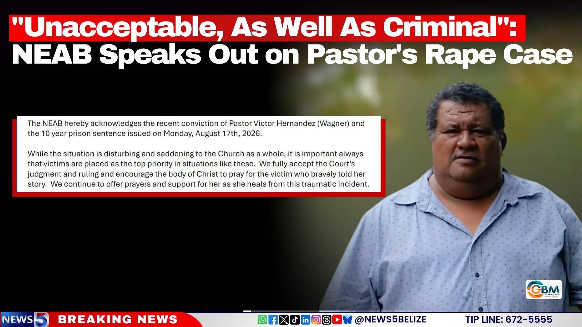 "Unacceptable, As Well As Criminal": NEAB Speaks Out on Pastor's Rape Case