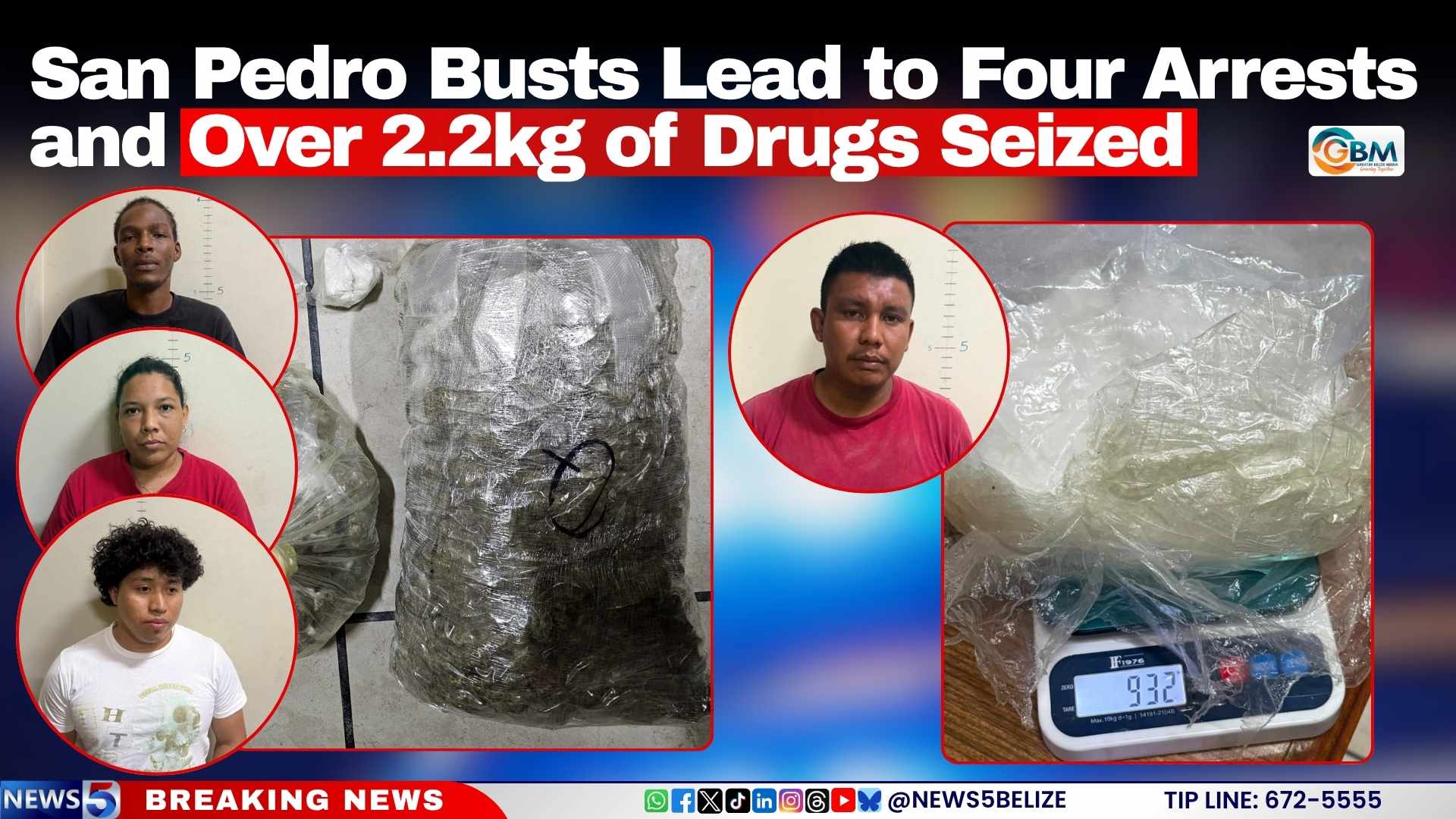San Pedro Busts Lead to Four Arrests and Over 2.2kg of Drugs Seized