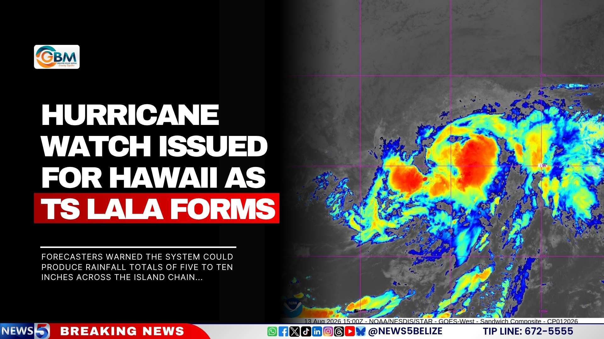 Hurricane Watch Issued for Hawaii as TS Lala Forms