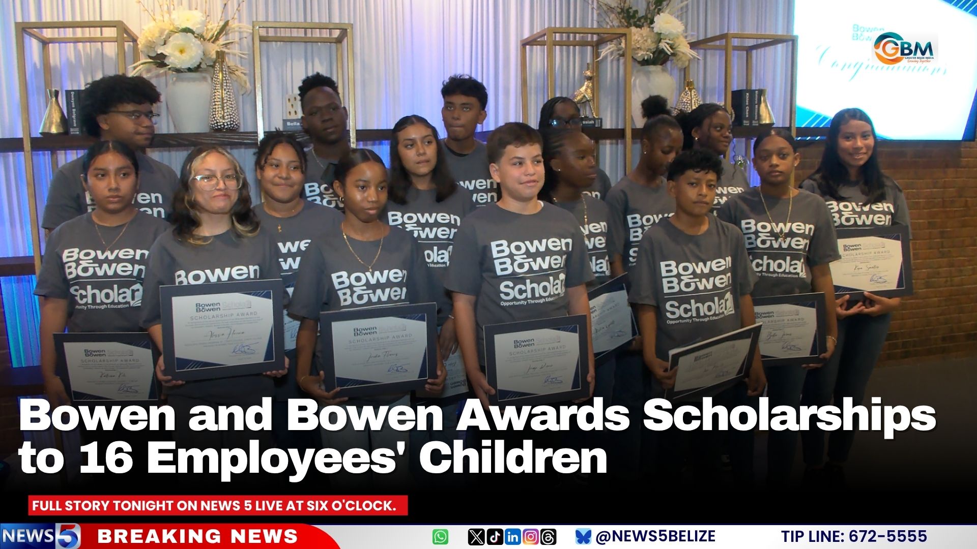 Bowen and Bowen Awards Scholarships to 16 Employees' Children