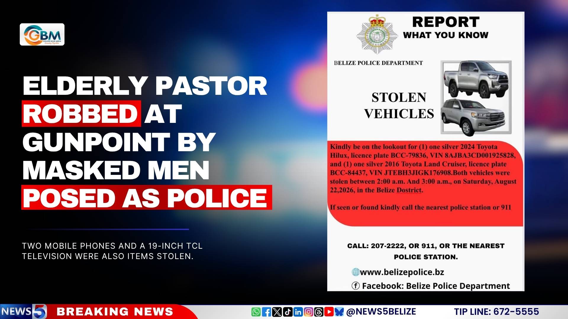 Elderly Pastor Robbed at Gunpoint by Masked Men Posed as Police