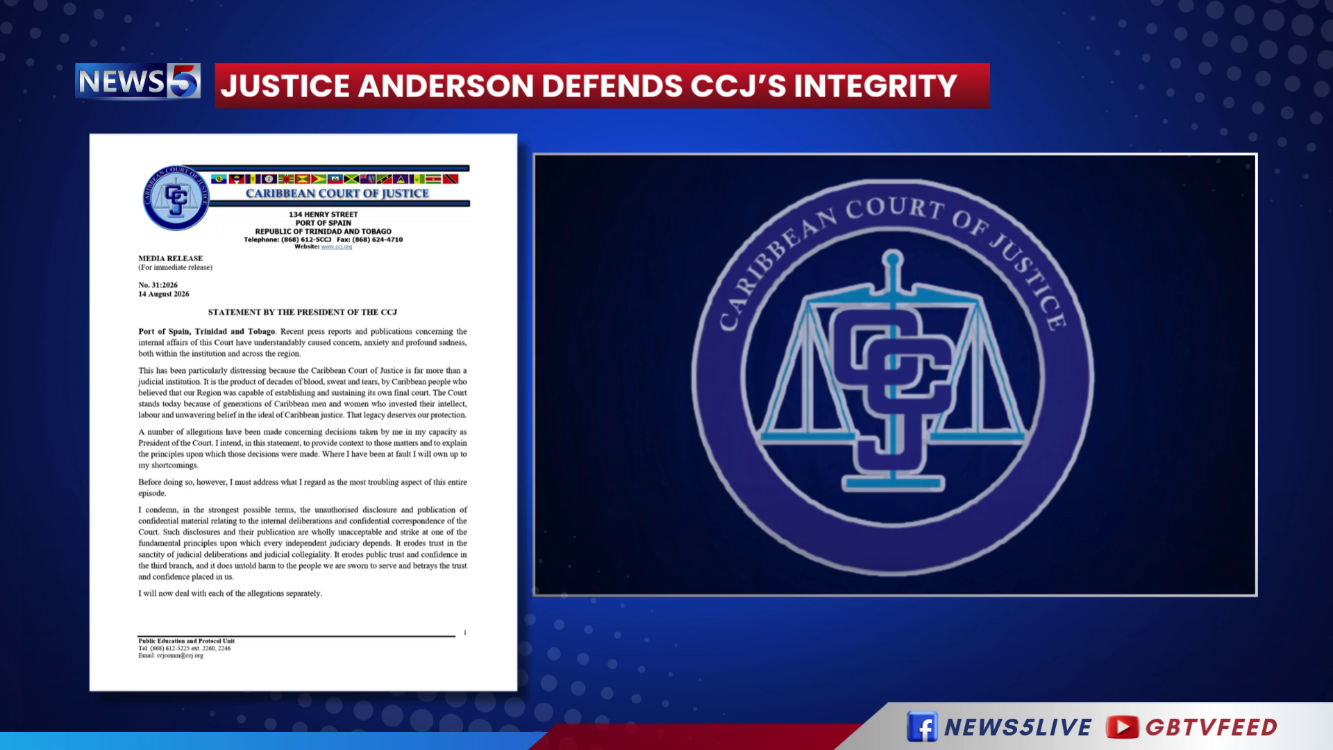 CCJ President Rejects Claims Targeting Court Integrity  