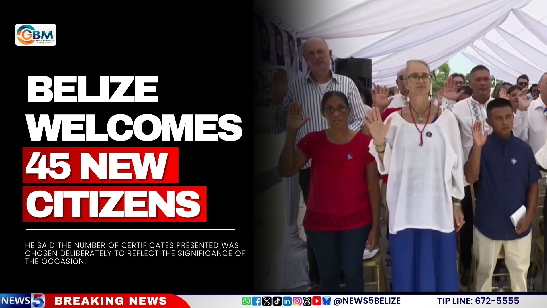 Belize Welcomes 45 New Citizens