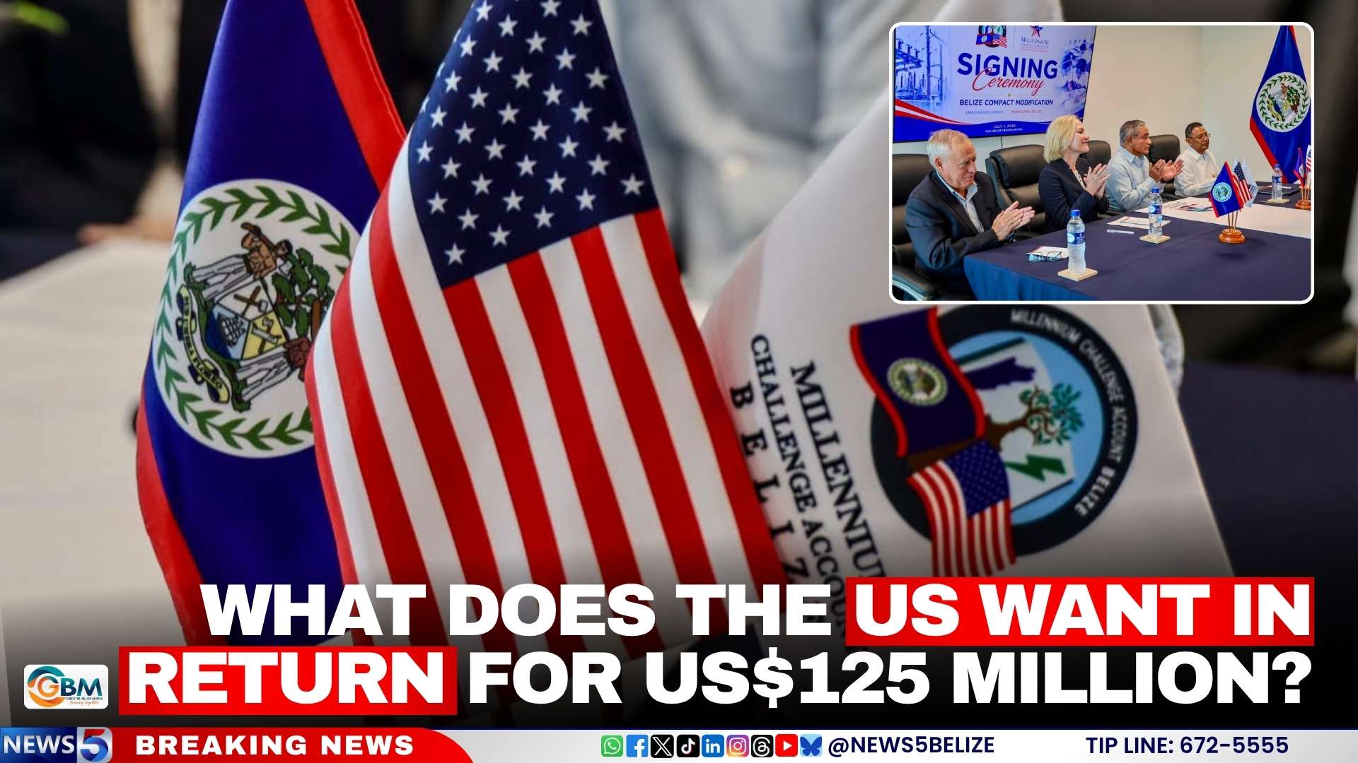 What does the US want in return for US$125 million?