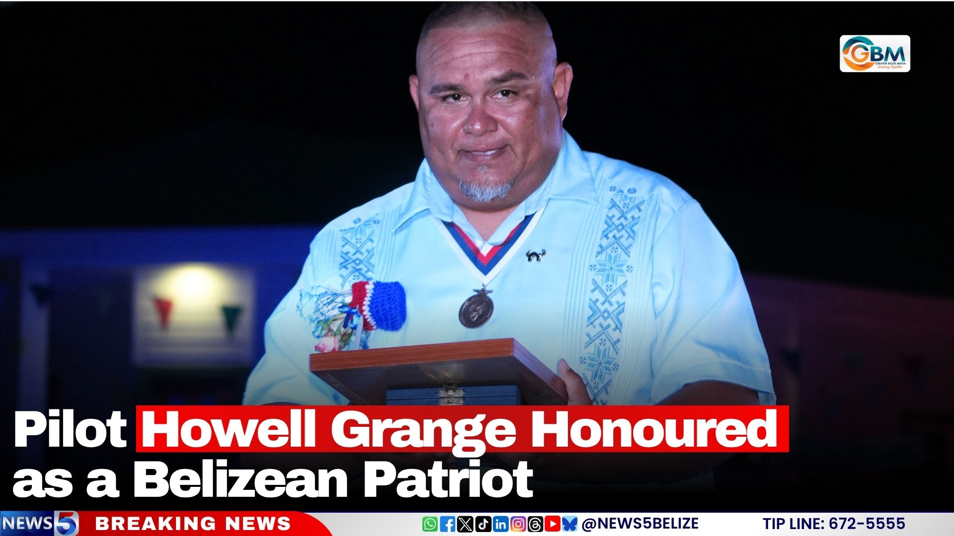 Pilot Howell Grange Honoured as a Belizean Patriot
