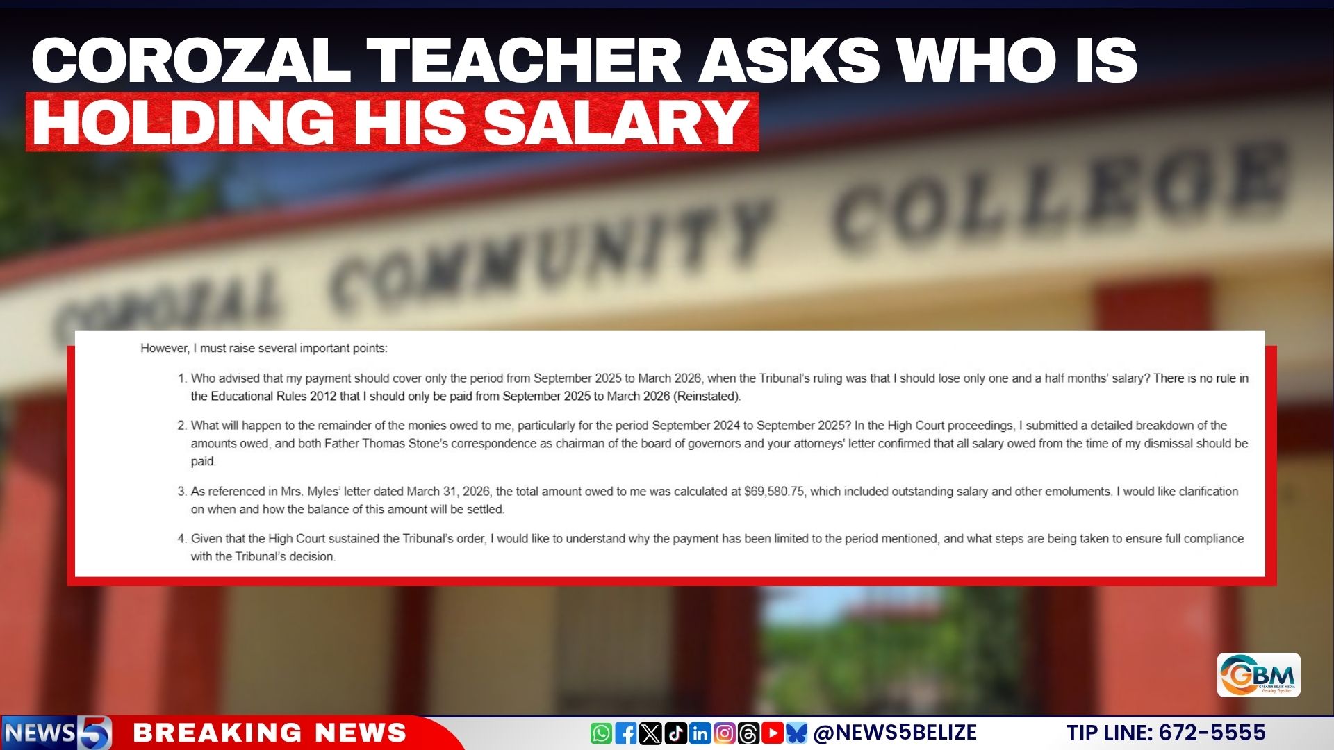 Corozal Teacher Asks Who is Holding His Salary