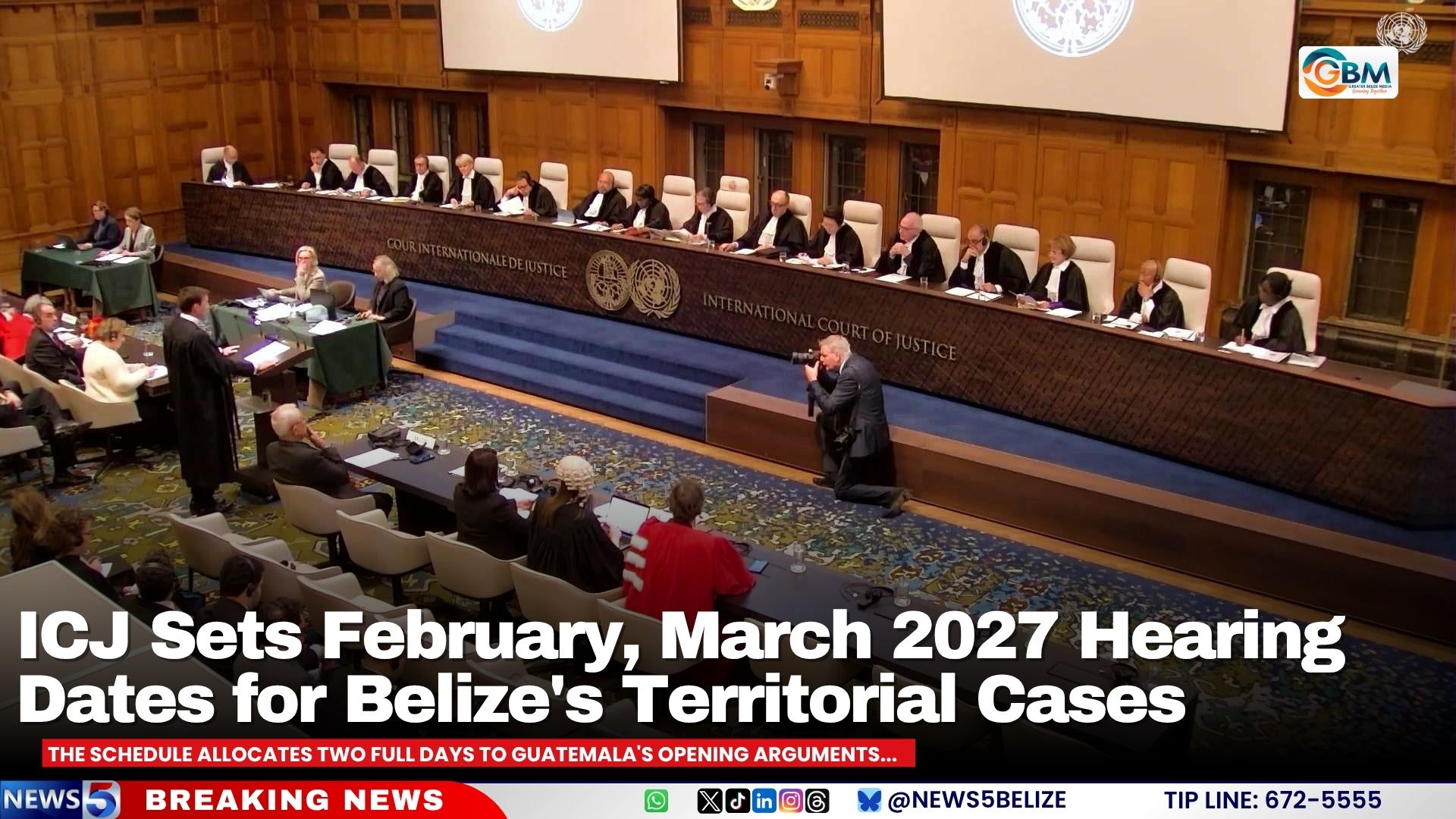 ICJ Sets February, March 2027 Hearing Dates for Belize's Territorial Cases