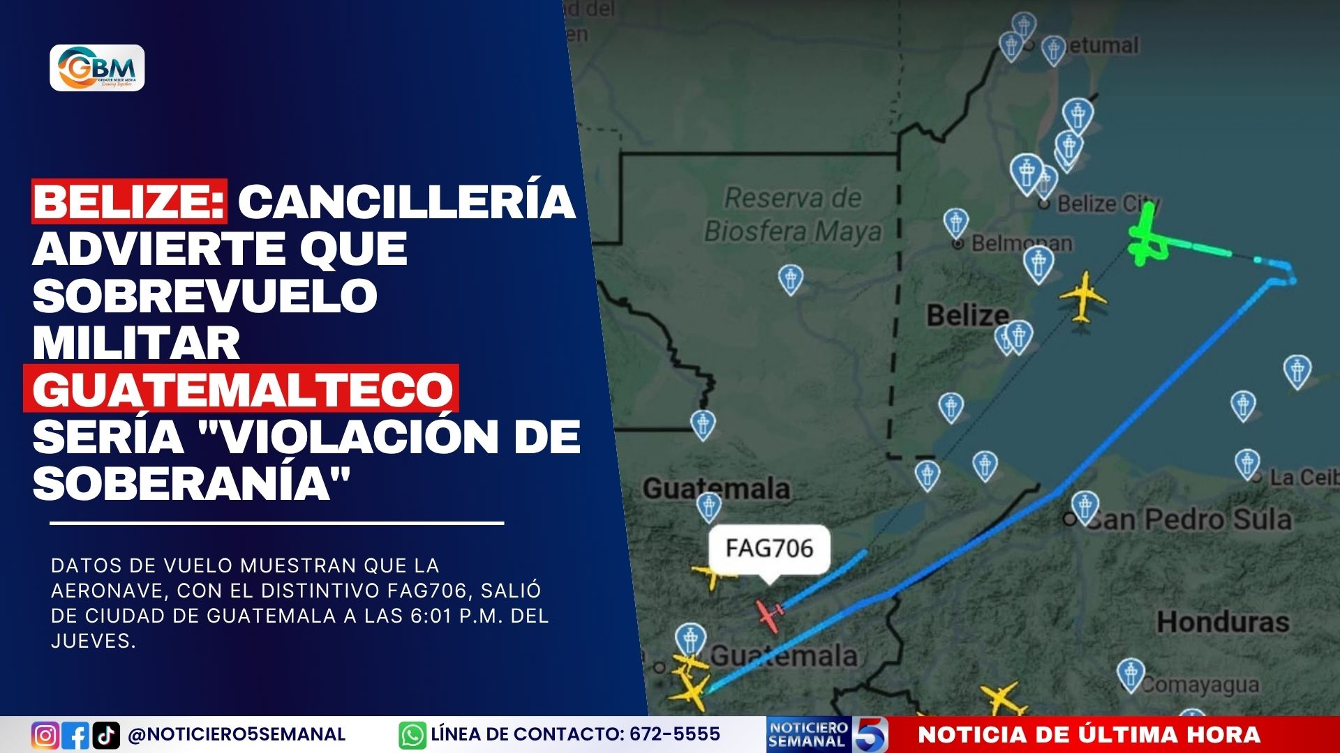 Belize: Cancillería advierte que sobrevuelo militar guatemalteco sería "violación de soberanía"