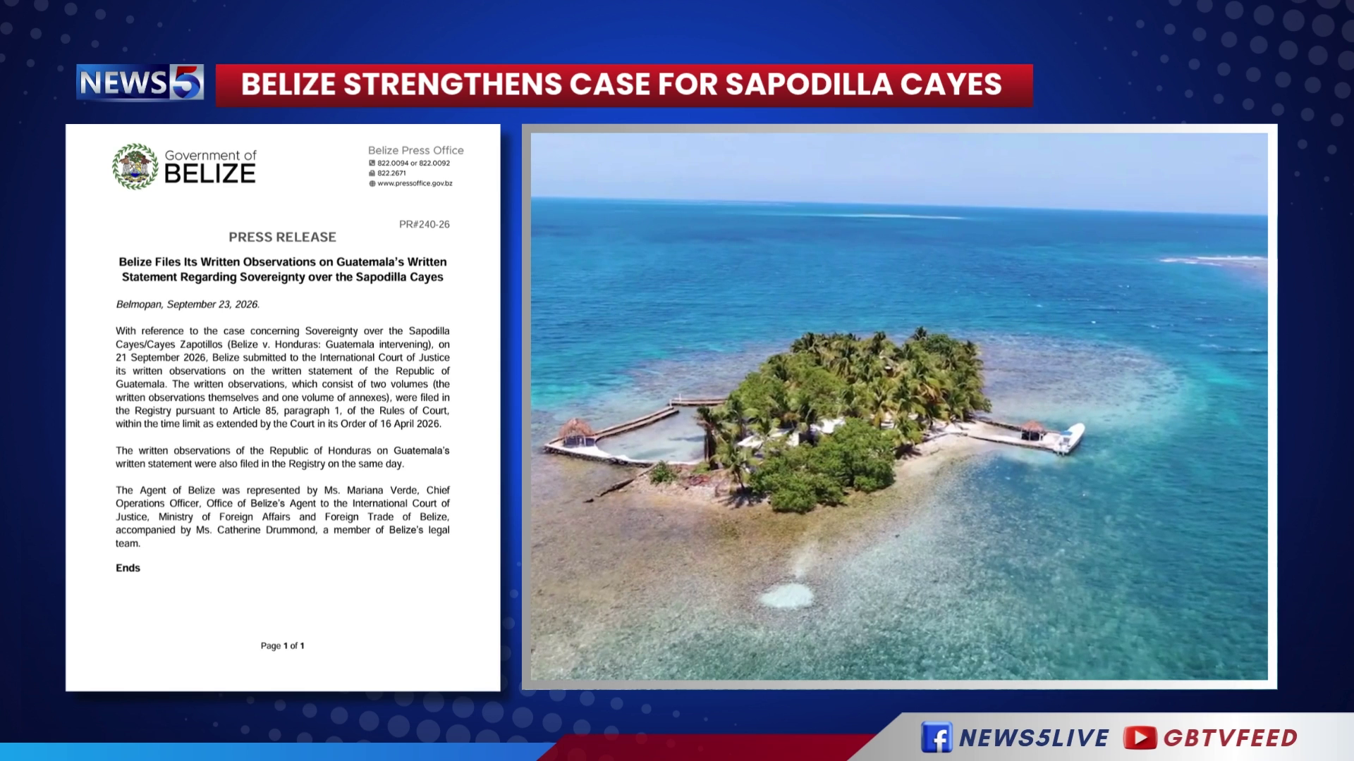 Belize Files Evidence in Sapodilla Sovereignty Case