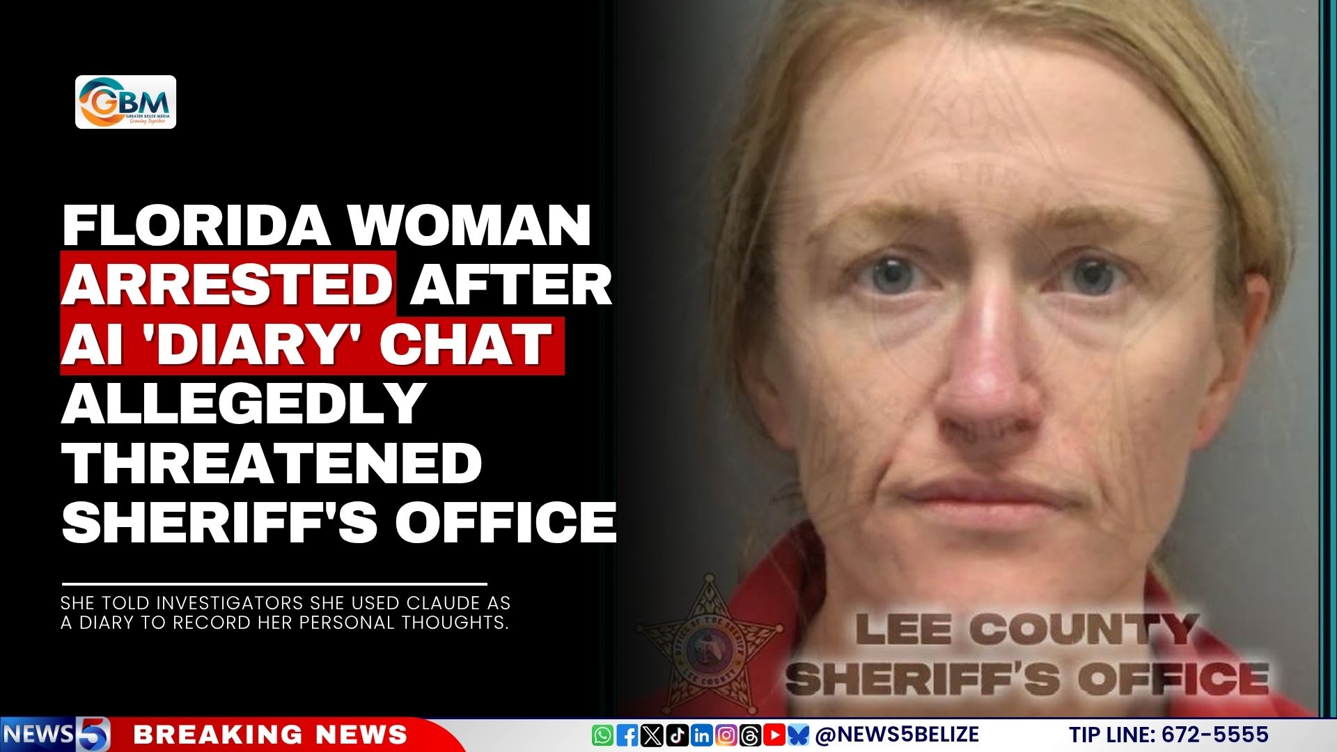 Florida Woman Arrested After AI 'Diary' Chat Allegedly Threatened Sheriff's Office
