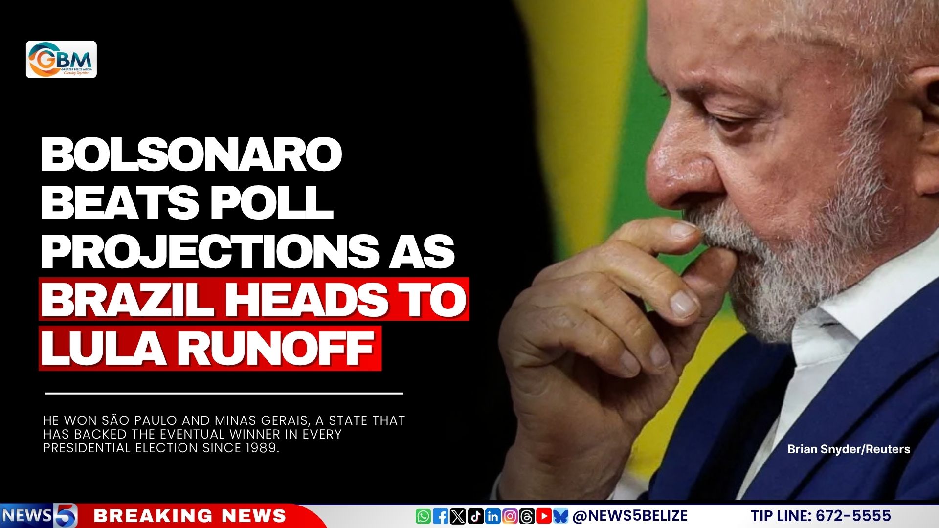 Bolsonaro Beats Poll Projections as Brazil Heads to Lula Runoff