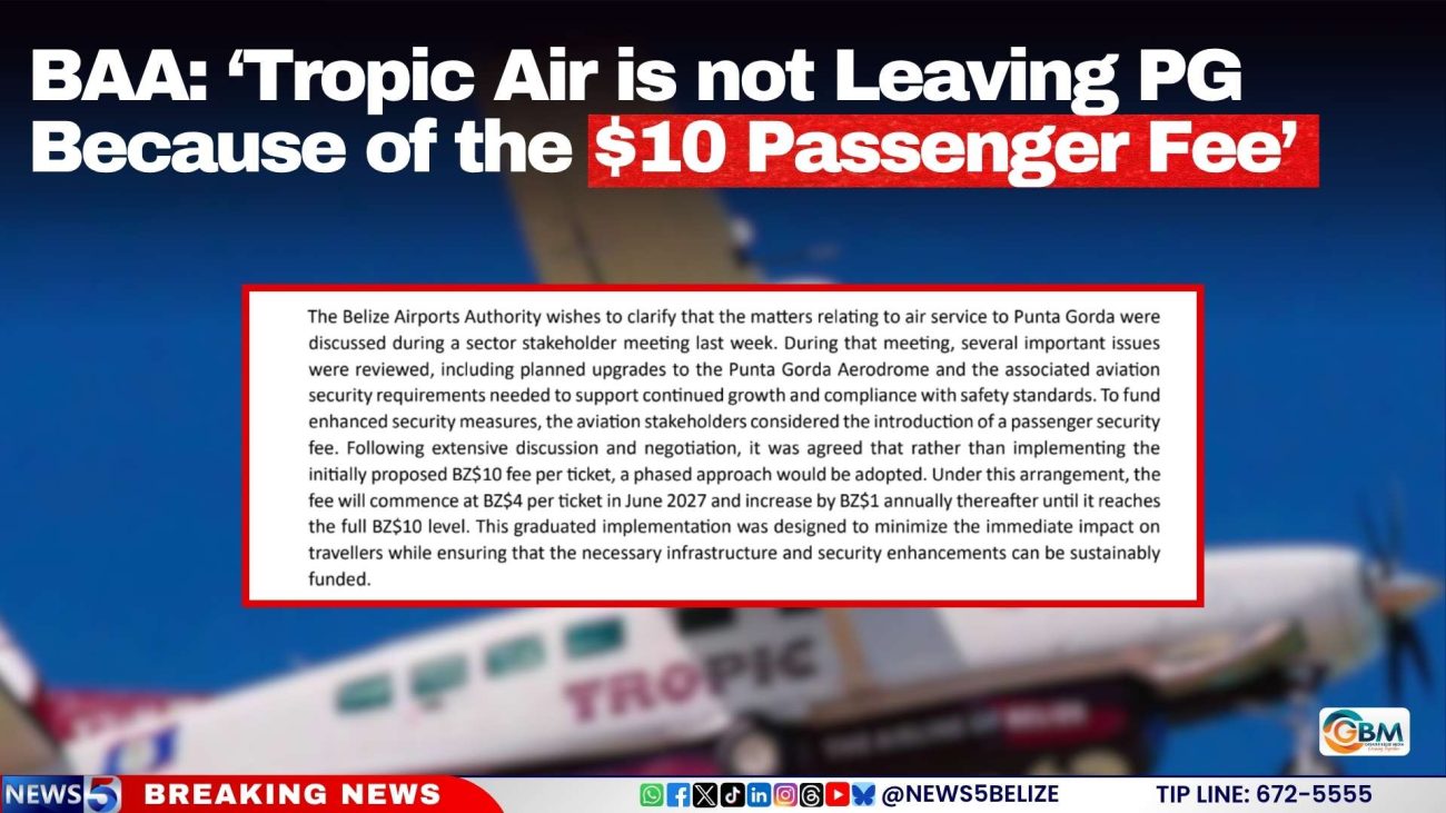 BAA: ‘Tropic Air is not Leaving PG Because of the $10 Passenger Fee’