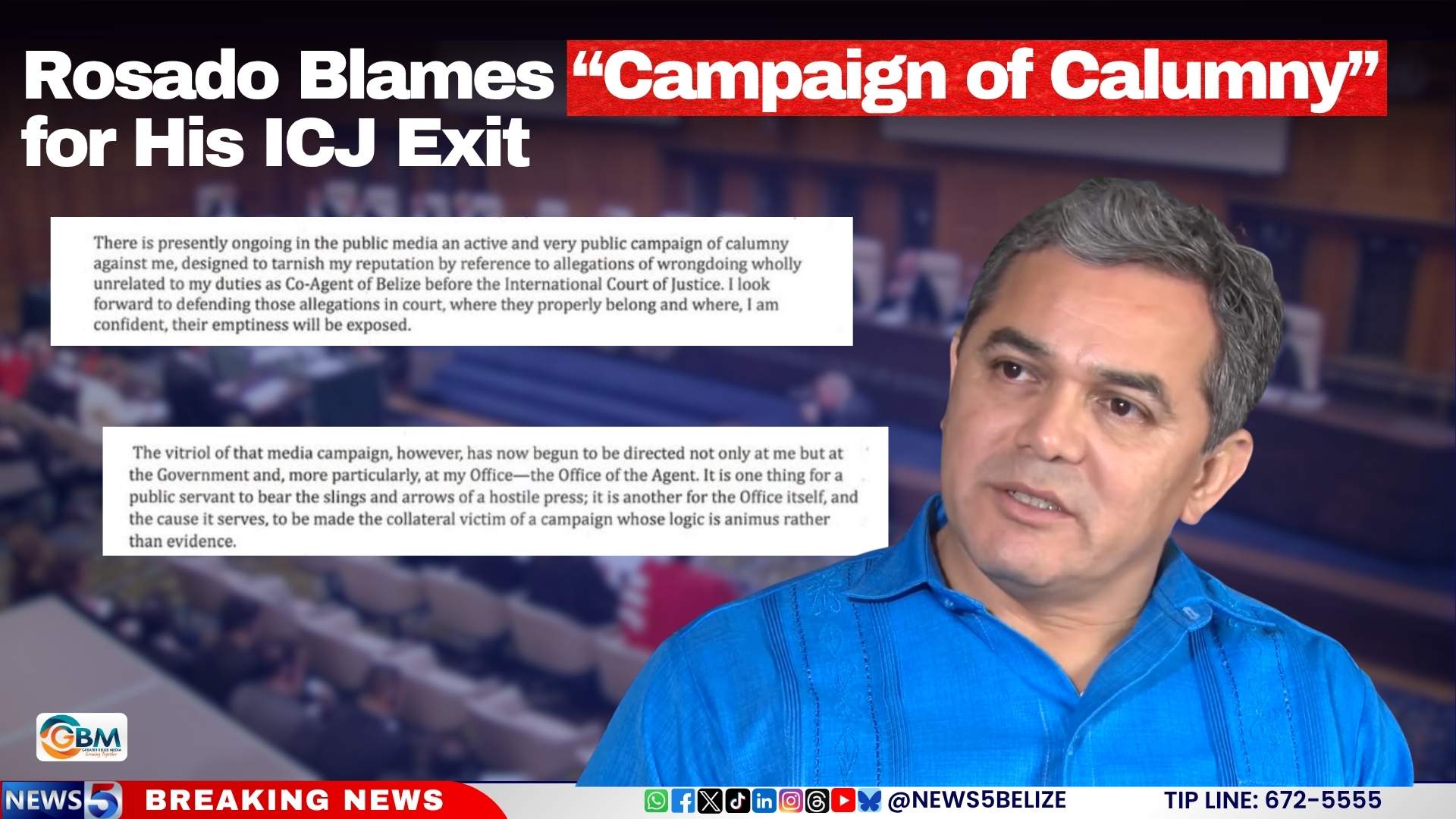Rosado Blames “Campaign of Calumny” for His ICJ Exit