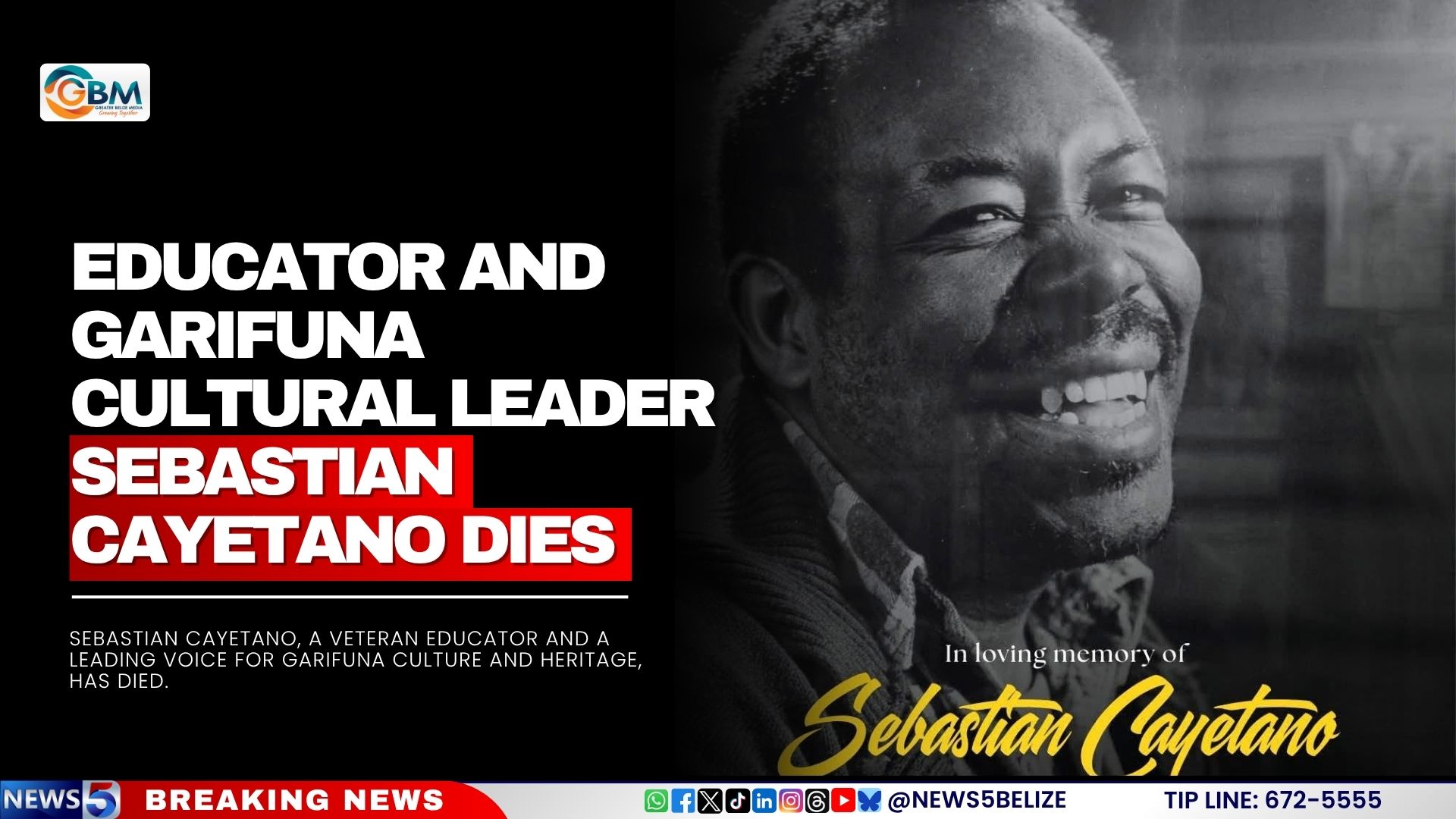 Educator and Garifuna Cultural Leader Sebastian Cayetano Dies
