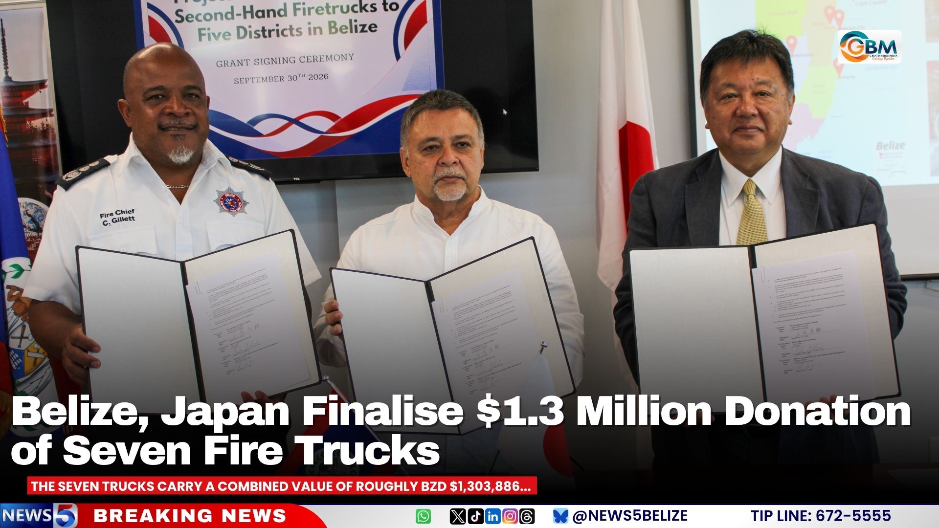Belize, Japan Finalise $1.3 Million Donation of Seven Fire Trucks