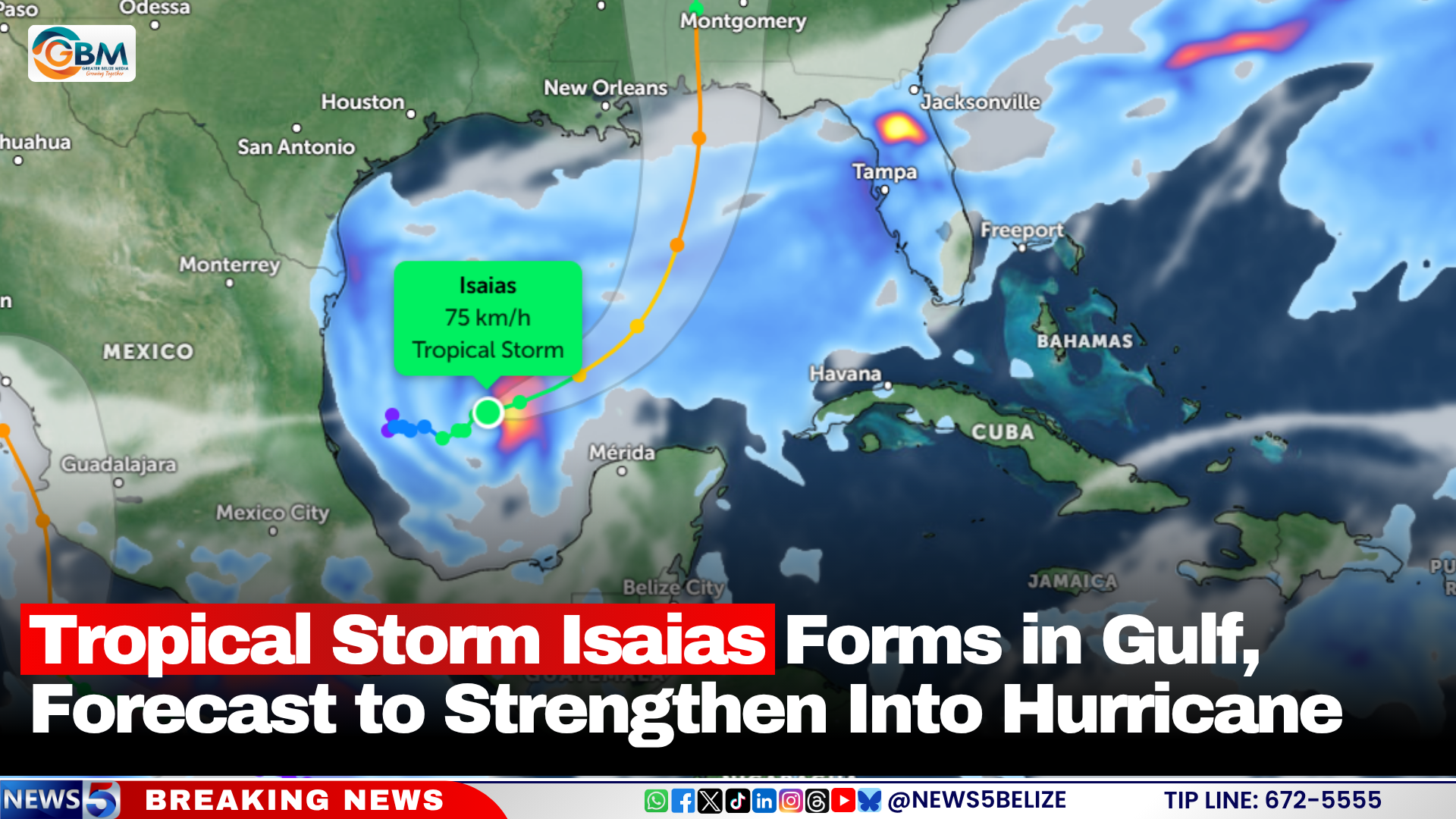 Tropical Storm Isaias Forms in Gulf, Forecast to Strengthen Into Hurricane